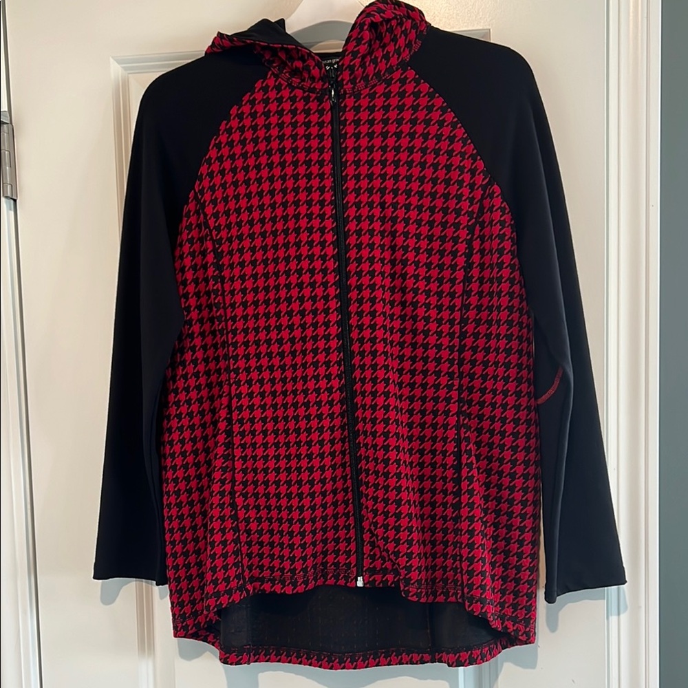 Susan Graver Red and Black Houndstooth Jacket